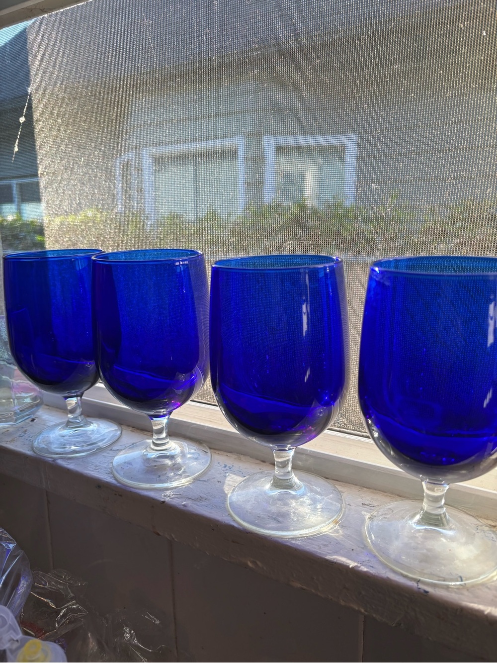 Vintage Cobalt Blue Drinking glasses. 4 count - Picture 2 of 4